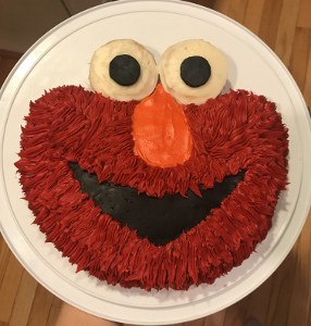 Image of the final, finished Elmo Birthday Cake