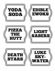 Star Wars food labels - black and white