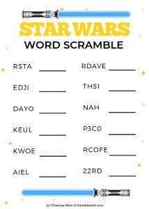 Star wars party game - Easy Star Wars Word Scramble