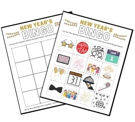 New Years Printable Bingo Activity for Kids