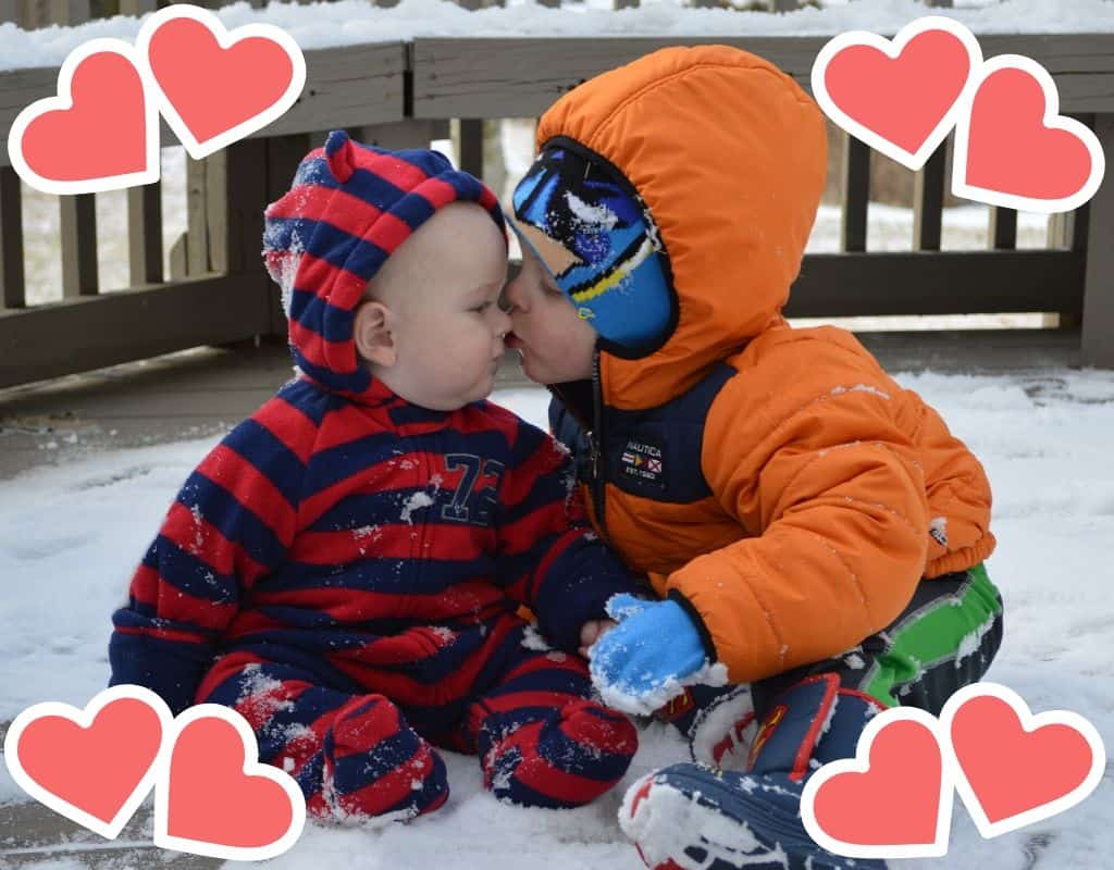 Valentine's Day Bible Verses for Kids Featured Image with two brothers