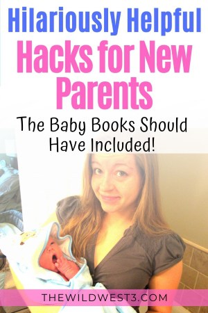 Hilariously helpful life hacks for new parents pin image