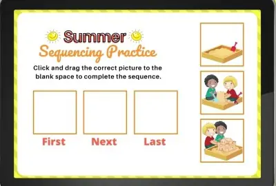 Digital Sequencing Activity for First Grade and Kindergarten on ipad