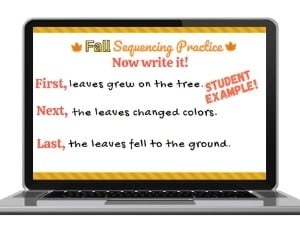 digital sequencing activity on laptop screen