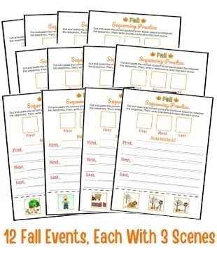 fall sequencing activities with pictures for first grade