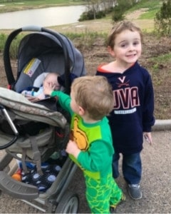 baby kindergartner and toddler doing daily walking activities