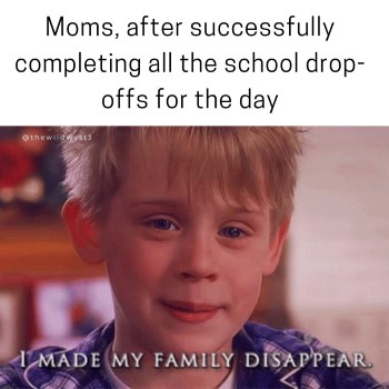 funny home alone meme about school drop off