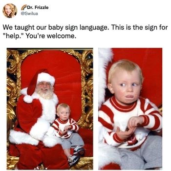hilarious picture meme of a kid with santa