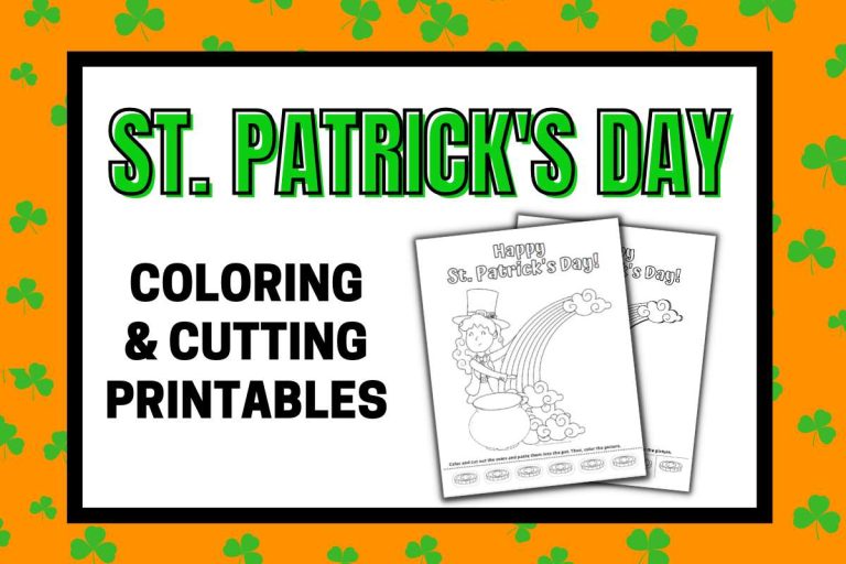 St. Patrick’s Day Coloring And Cutting Activity Printable